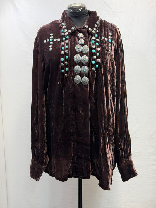 CF105-100 BROWN VELVET TUNIC 2X