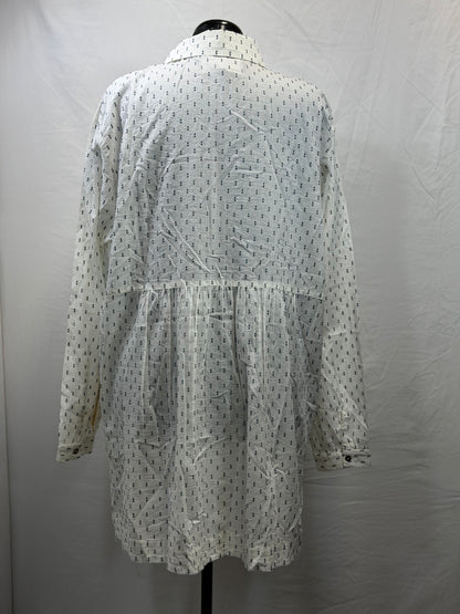 CF105-103 WHITE TUNIC W/ TURQ