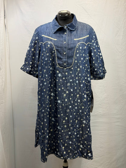 CF105-108 DENIM STAR DRESS 2X
