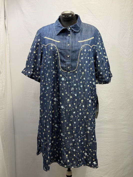 CF105-108 DENIM STAR DRESS 2X