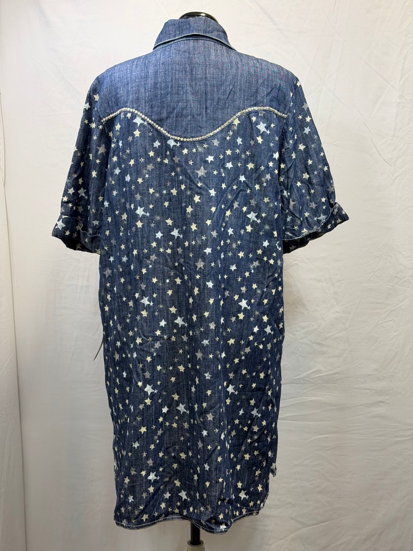 CF105-108 DENIM STAR DRESS 2X