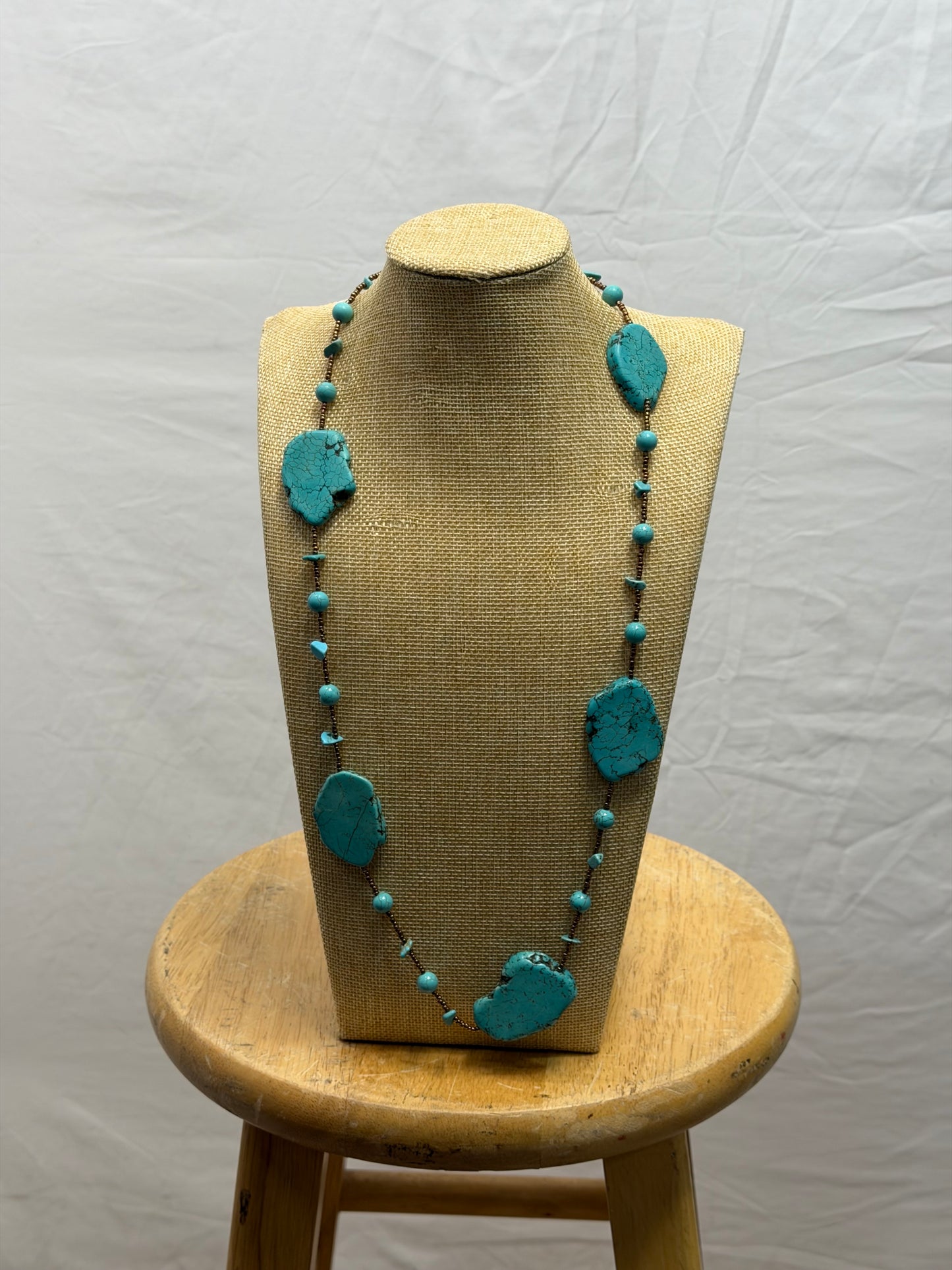 CF105-122 5 SLAB TURQ NECKALCE
