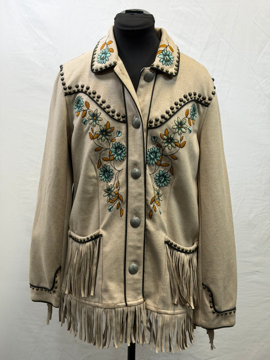 CF47-36 JACKET W/ TURQ/YELLOW FLOWERS M