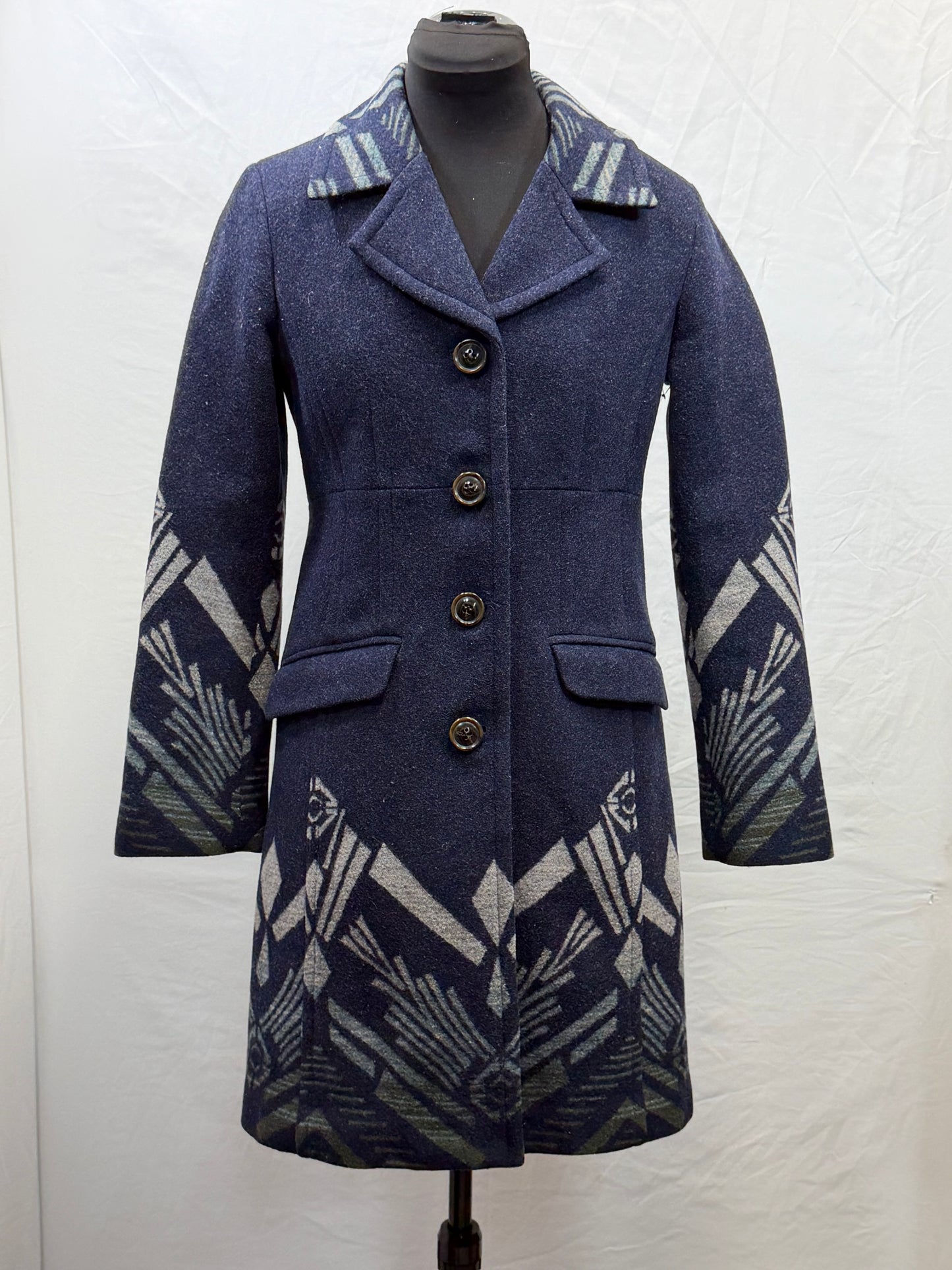 CF47-37 NAVY PENDELTON WOOL COAT S