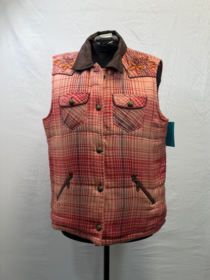CF47-42 PLAID PUFFY VEST XL
