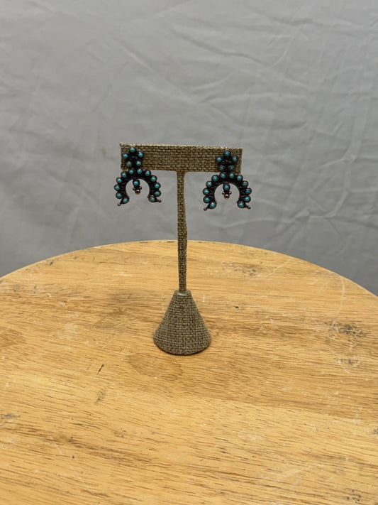 CF105-125 SS & TURQ BLOSSOM EARRINGS