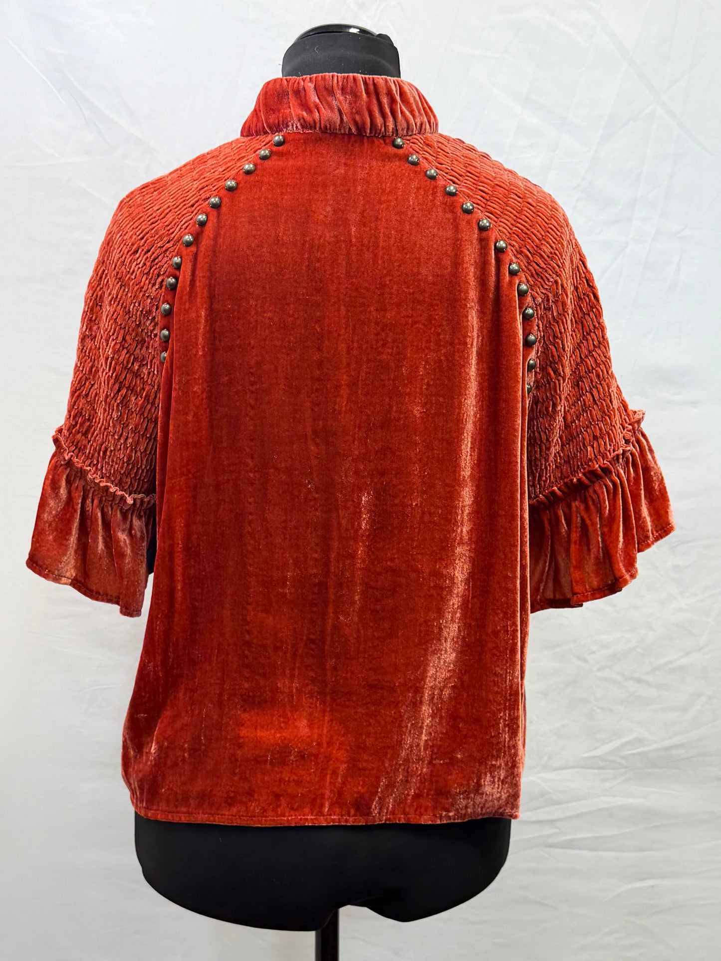 CF47-52 ORANGE VELVET TIE TOP XL