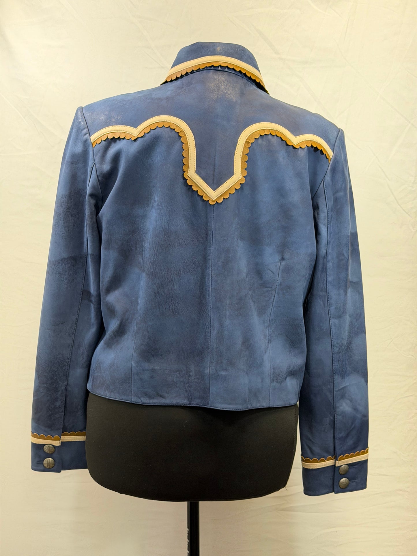 CF38-61 BLUE/TAN LEATHER JACKET XL