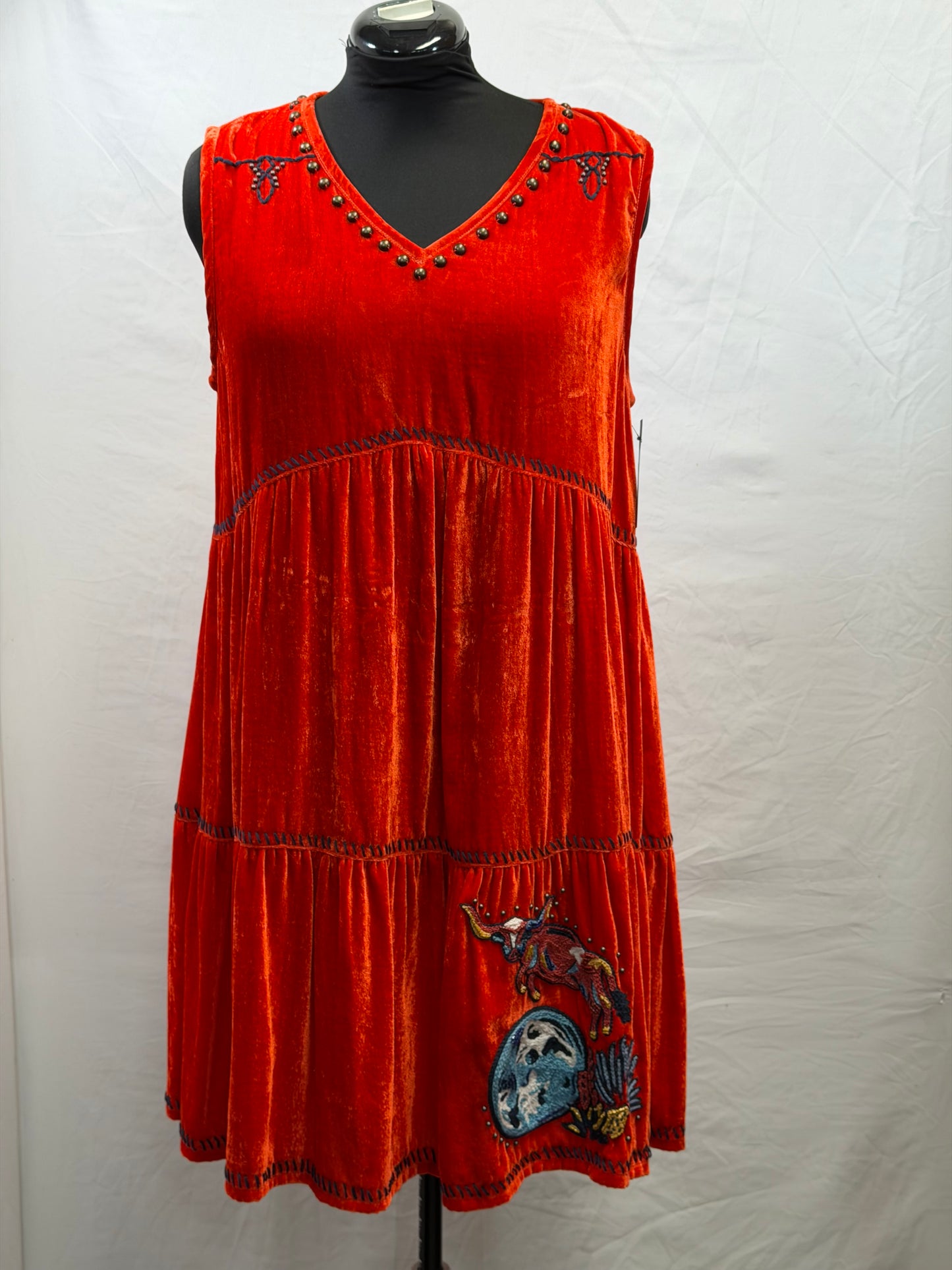 CF38-63 COW/MOON VELVET DRESS L