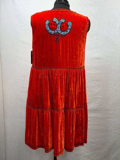 CF38-63 COW/MOON VELVET DRESS L