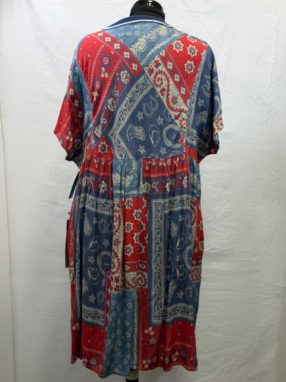 CF105-128 BANDANA PRINT DRESS 2X