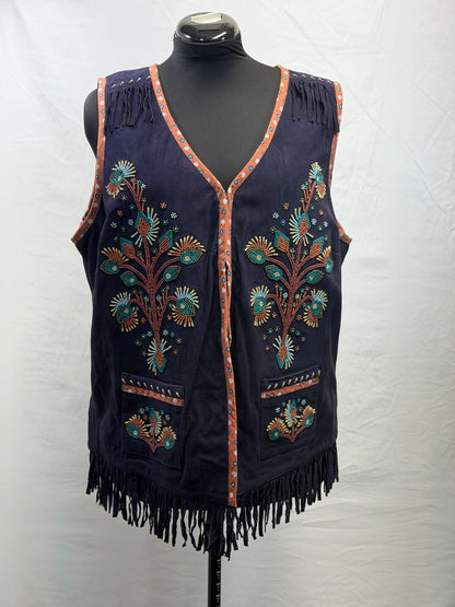 CF105-130 NAVY BEADED VEST 2X
