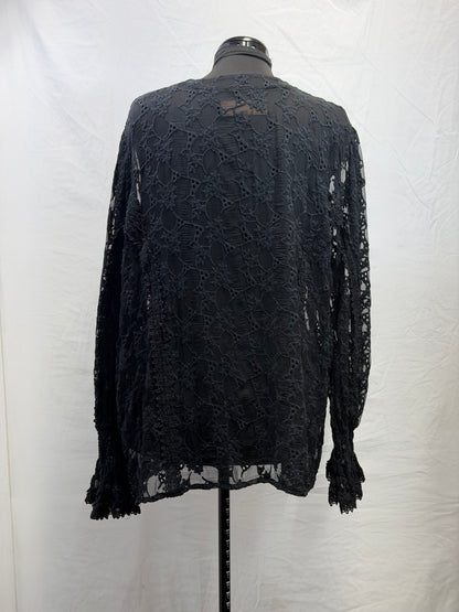 CF105-134 BLK LACE TOP 2X