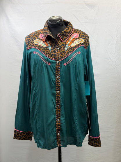 CF105-137 CHEETA/FEATHER TOP 2X