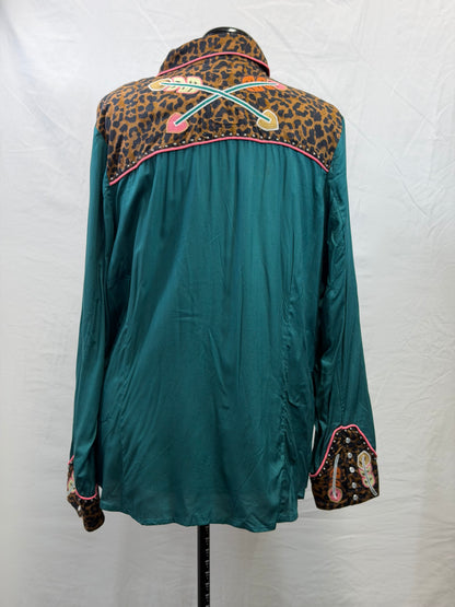 CF105-137 CHEETA/FEATHER TOP 2X