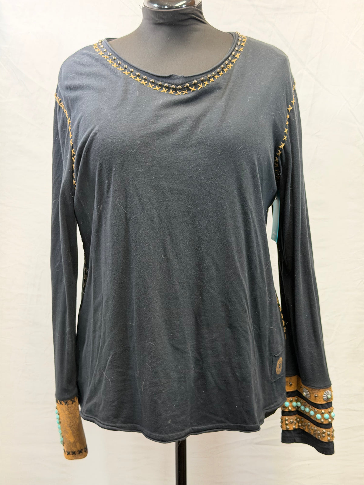 CF112-18 TURQ CUFF LS TOP L