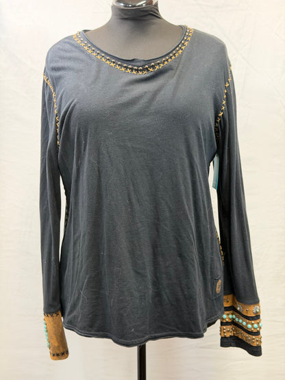 CF112-18 TURQ CUFF LS TOP L