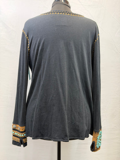 CF112-18 TURQ CUFF LS TOP L
