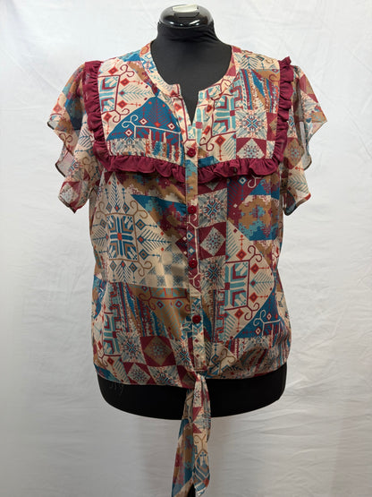 CF106-16 PRINT TIE FRONT TOP XL