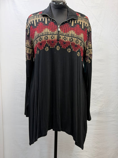 CF111-7 3/4 ZIP TUNIC TOP L