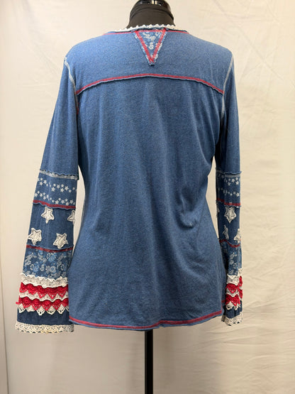 CF111-17 R/W/B STAR TOP XL