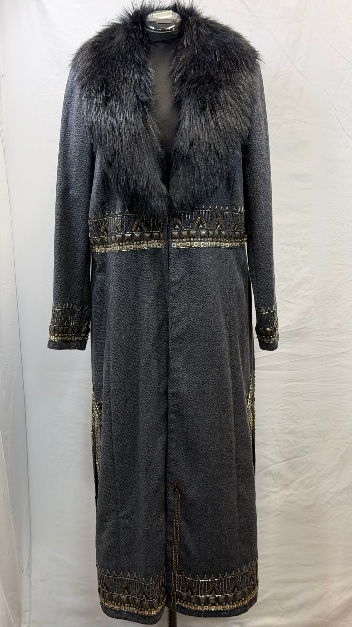 CF111-22 LONG BLK TWEED COAT 1X