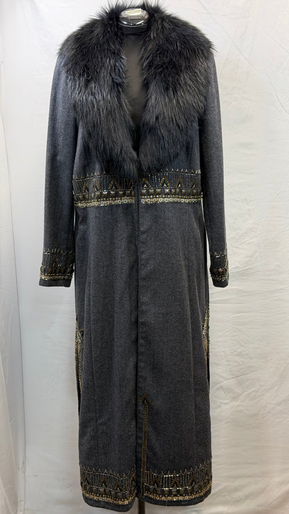 CF111-22 LONG BLK TWEED COAT 1X