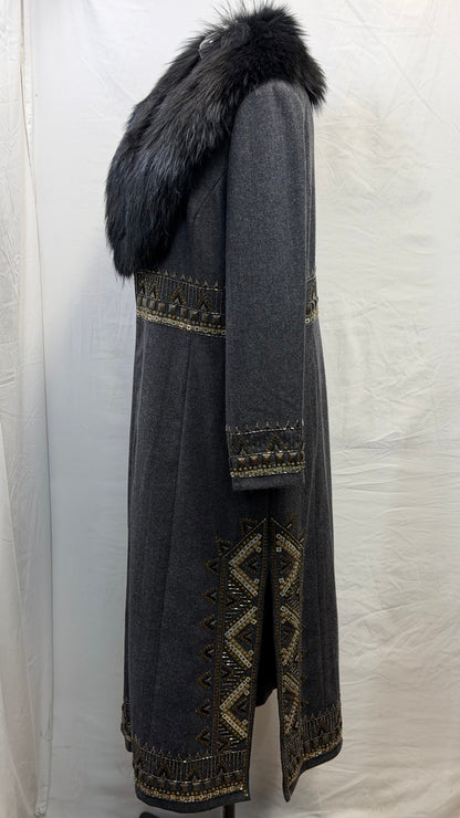 CF111-22 LONG BLK TWEED COAT 1X