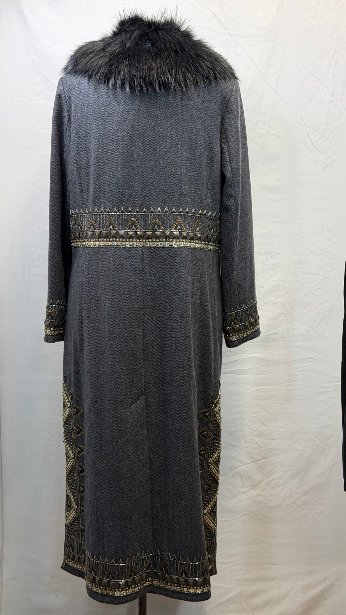 CF111-22 LONG BLK TWEED COAT 1X