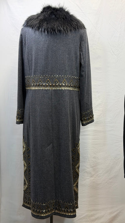 CF111-22 LONG BLK TWEED COAT 1X