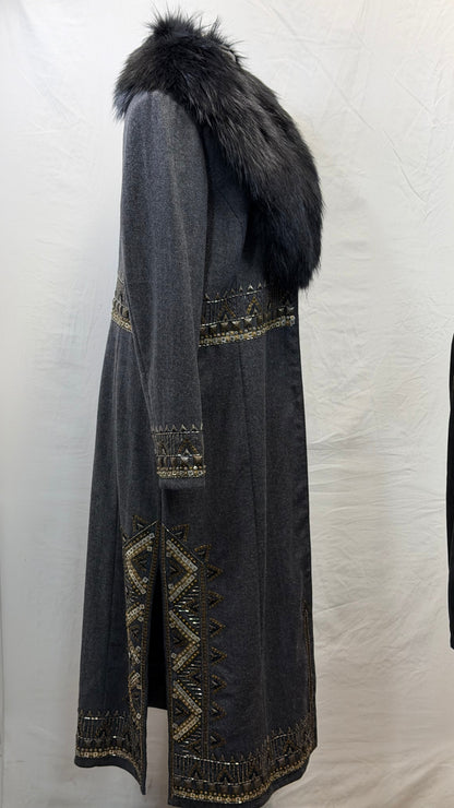 CF111-22 LONG BLK TWEED COAT 1X