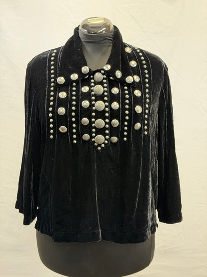CF33-219 BLK VELVET W/ 3/4 SLEEVE L