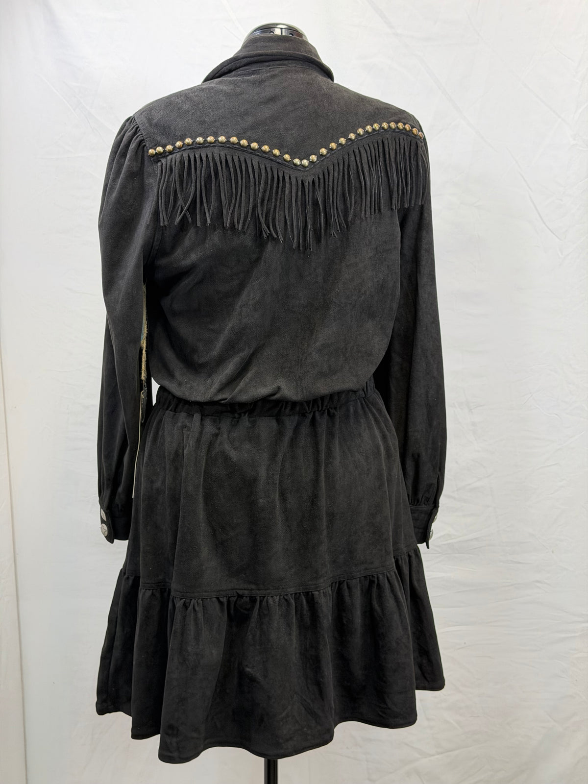 CF33-234 BLK FRINGE COWGIRL DRESS L