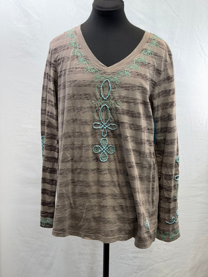 CF54-25 BRN STRIPE BOOTSTITCH TOP M