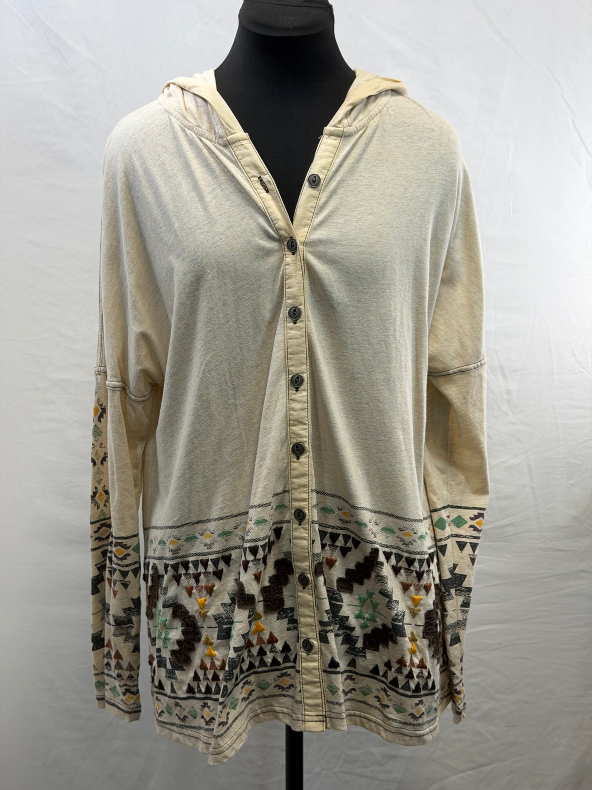 CF54-26 BONE BUTTON FRONT HOODIE L