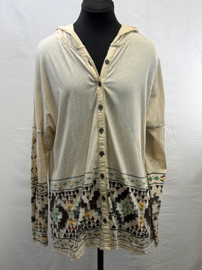 CF54-26 BONE BUTTON FRONT HOODIE L