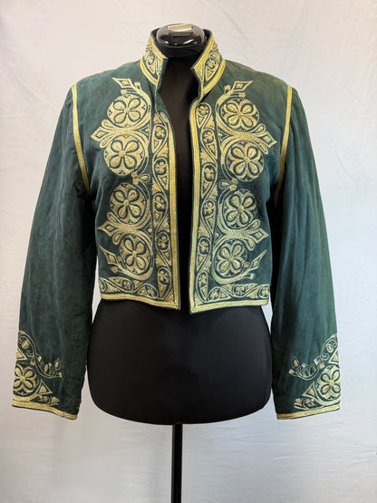 CF109-23 GREEN/GOLD SUEDE BOLERO L