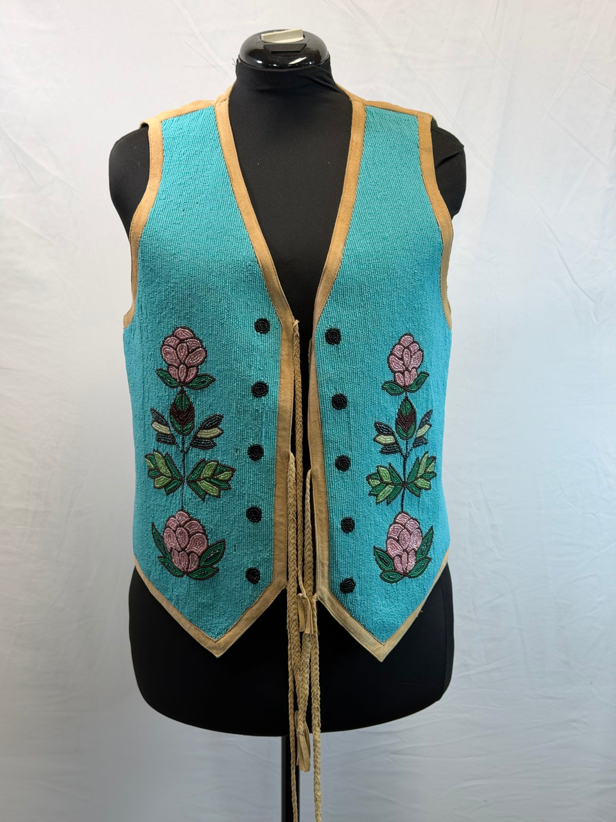 CF109-10 TURQ BEADED VEST L