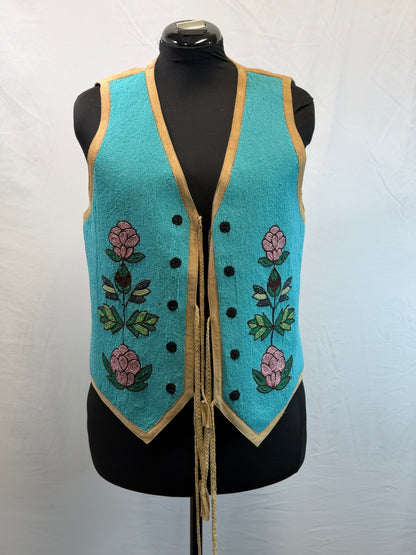 CF109-10 TURQ BEADED VEST L