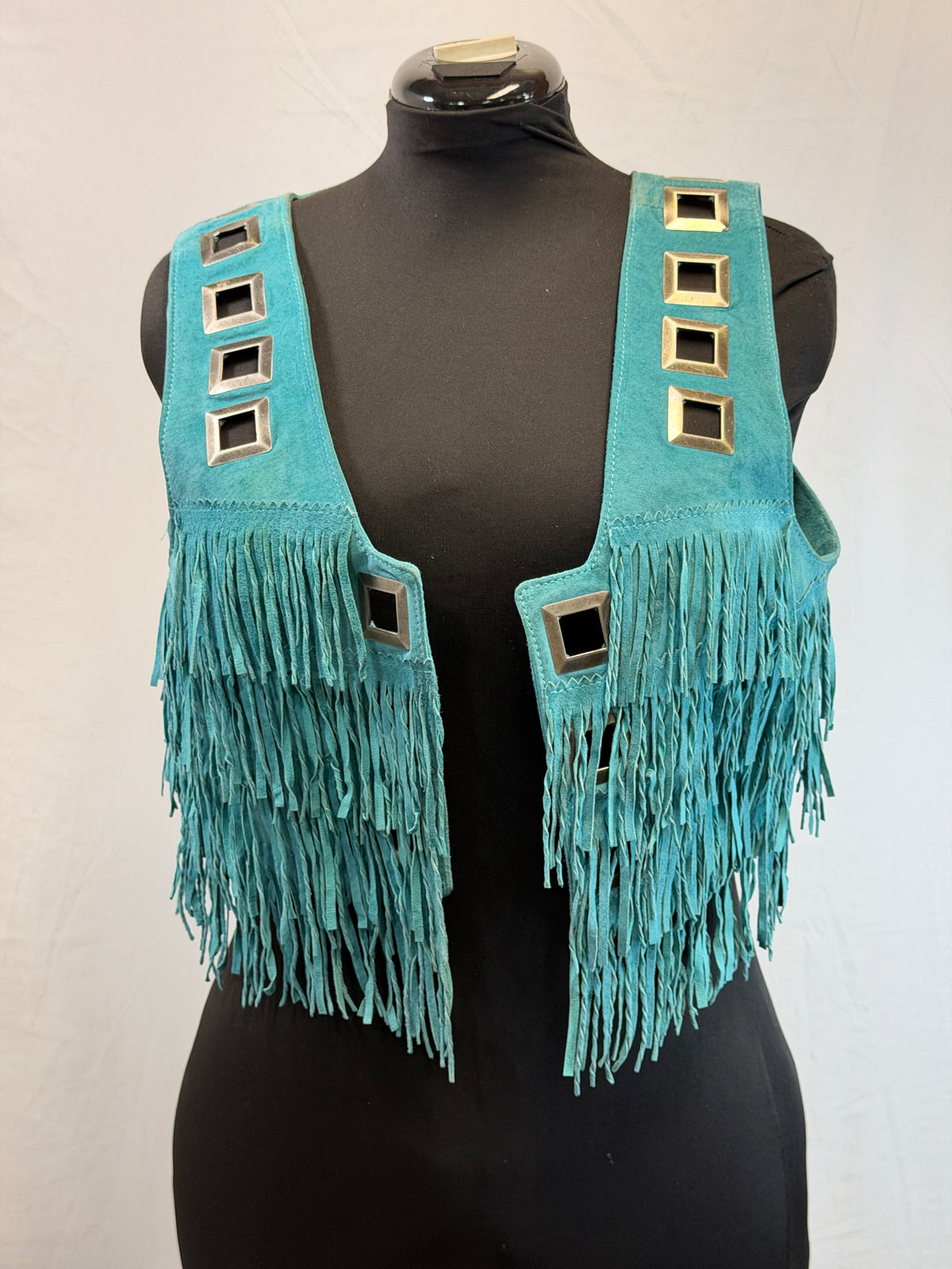 CF109-12 TURQ SILVER SQUARE VEST L