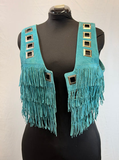 CF109-12 TURQ SILVER SQUARE VEST L