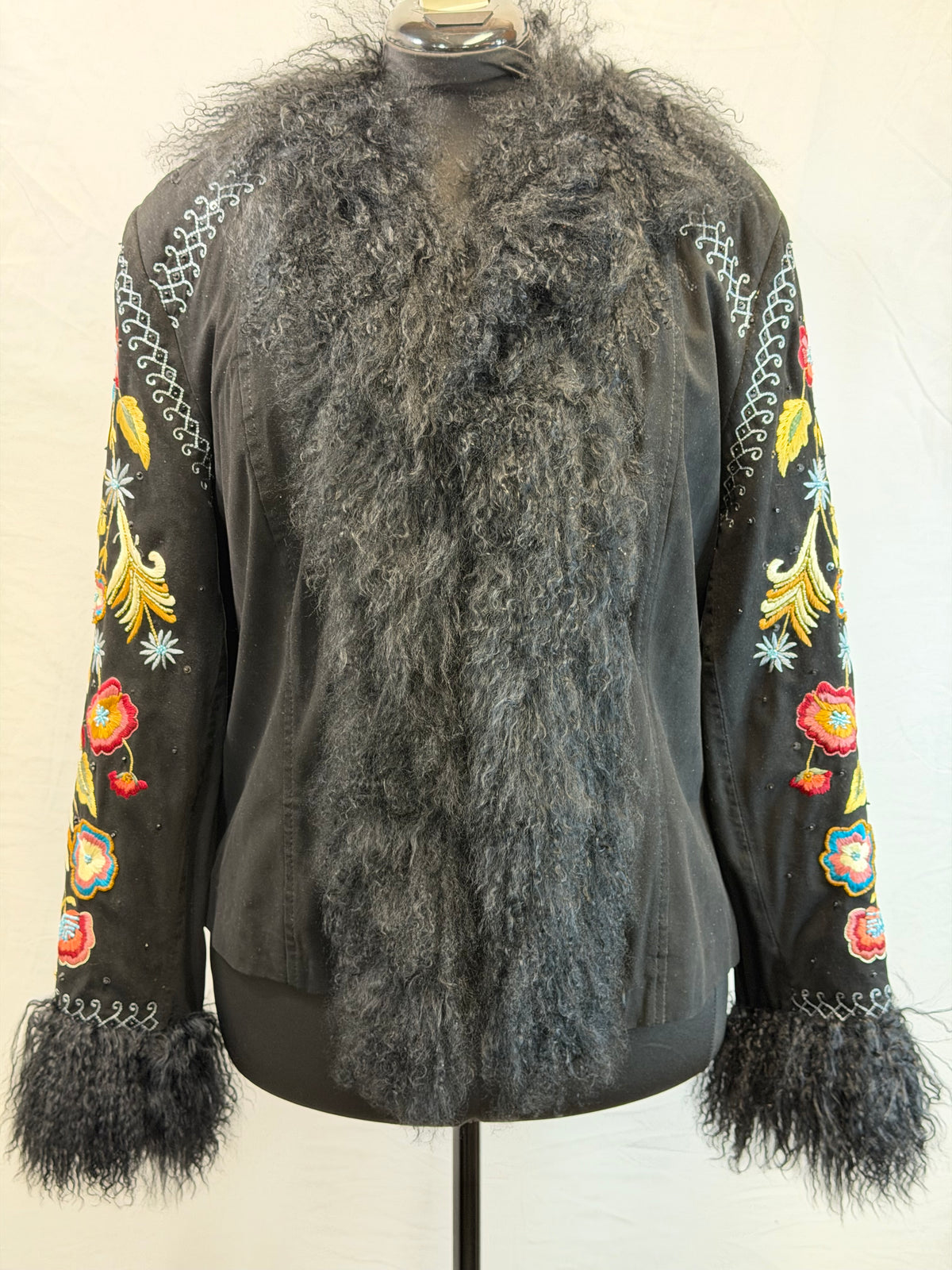 CF109-13 BLK SUEDE W LAMB FUR JACKET L