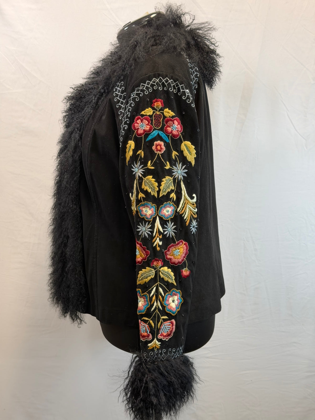 CF109-13 BLK SUEDE W LAMB FUR JACKET L