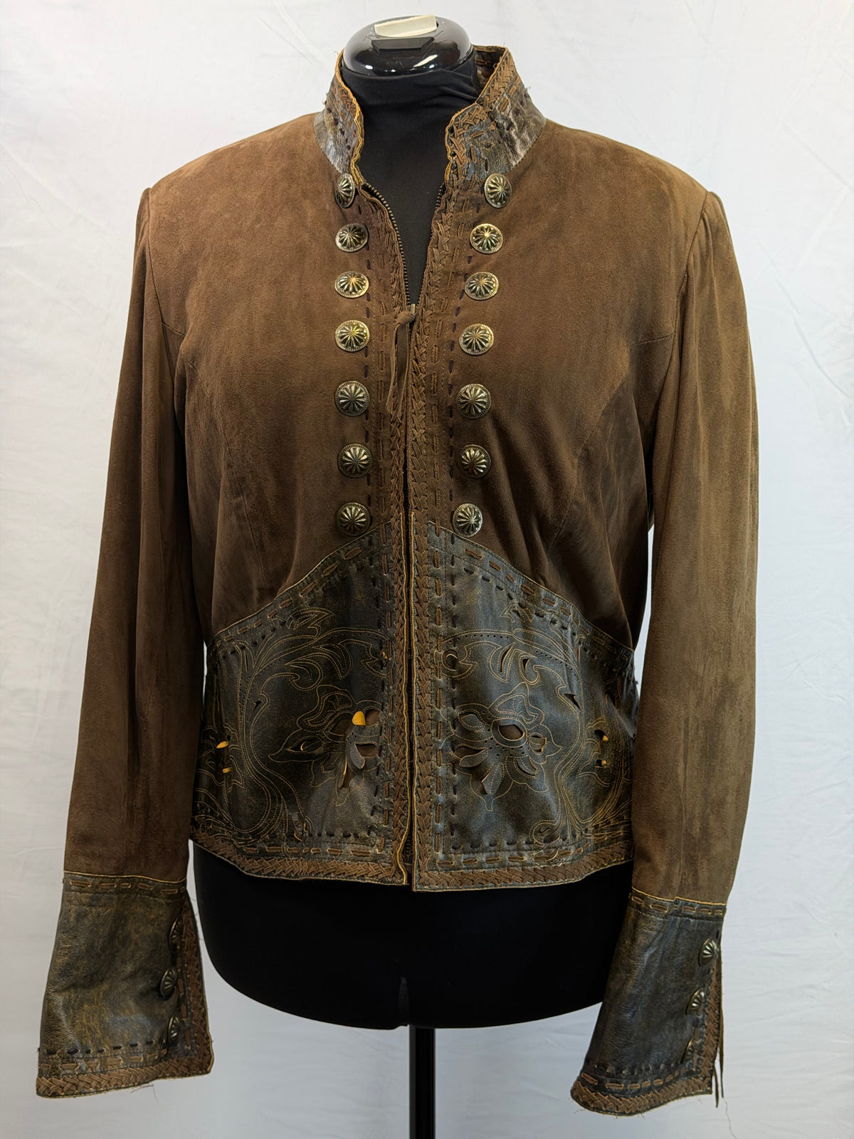 CF109-38 BROWN SUEDE/LEATHER JACKET XL