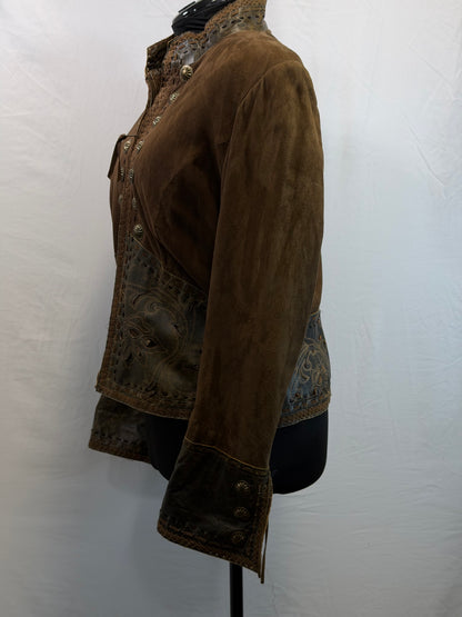 CF109-38 BROWN SUEDE/LEATHER JACKET XL