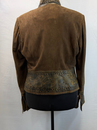 CF109-38 BROWN SUEDE/LEATHER JACKET XL