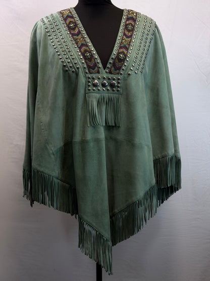 CF109-37 TURQ SUEDE PONCHO S/M