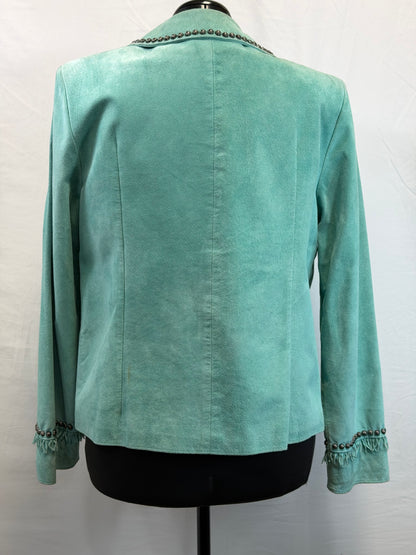 CF109-36 TURQ SUEDE CROSS JACKET L