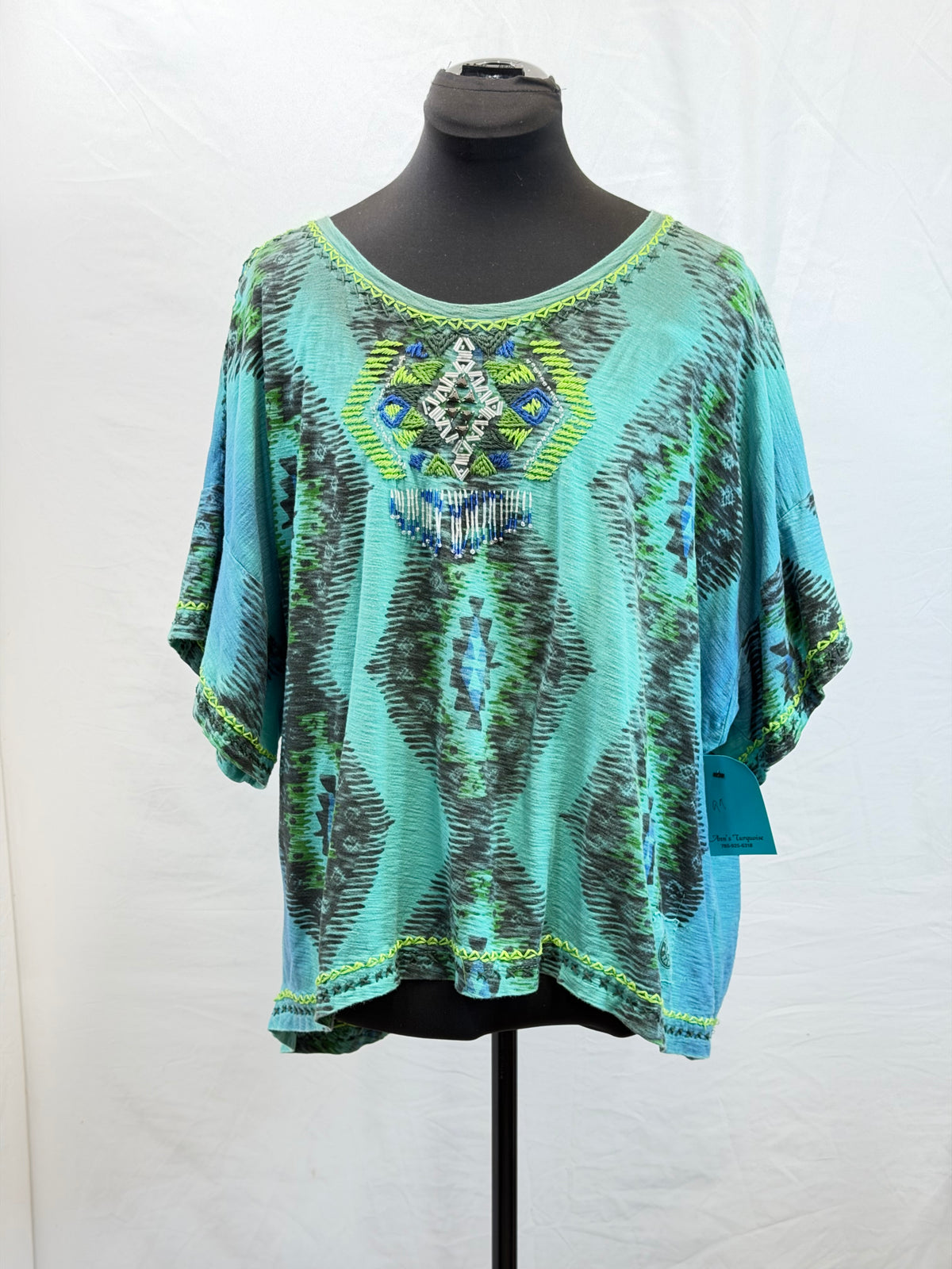 CF109-46 BLU/GRN SS TOP S
