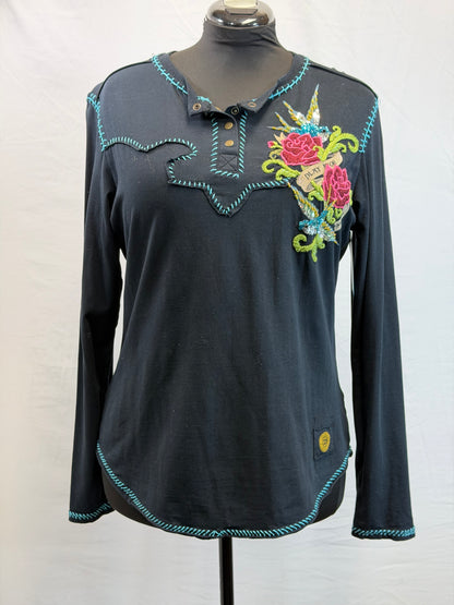 CF109-49 BLK PLAY NICE HENLEY XL
